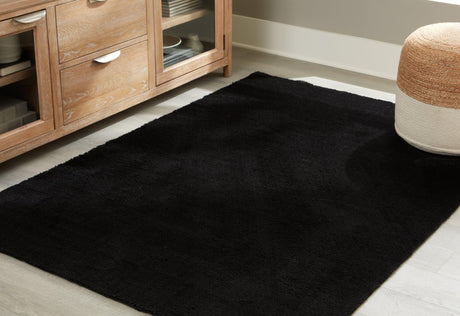 Anaben Black 8 foot by 10 foot plush shag rug top view