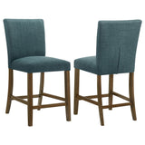 Paxton teal blue upholstered counter height dining chair front view