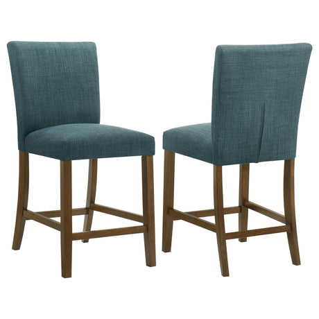 Paxton teal blue upholstered counter height dining chair front view