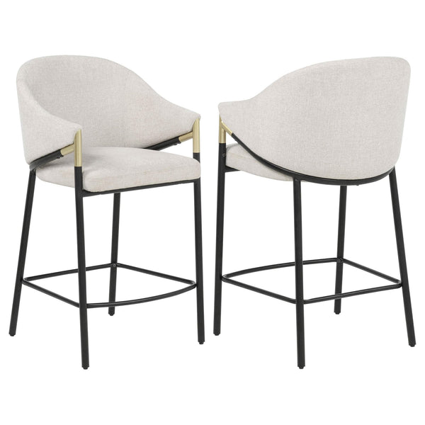 Chadwick beige fabric upholstered counter height chair front view