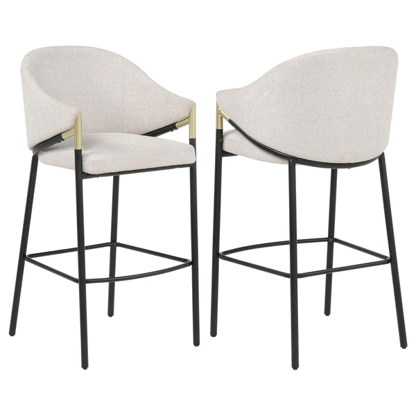 Chadwick beige fabric upholstered bar chair front view