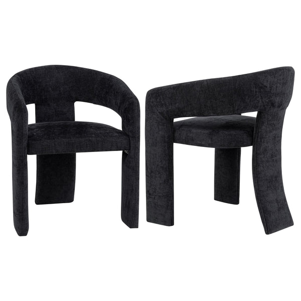 Carlow black upholstered dining arm chair front view