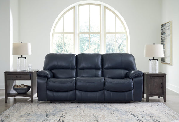 Leesworth Ocean Leather Match Power Reclining Sofa angled view