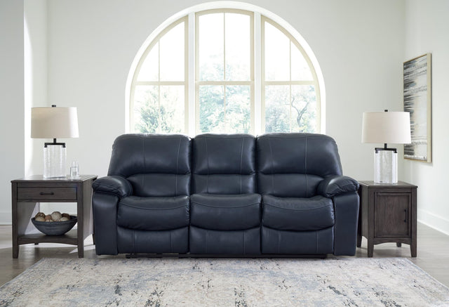 Leesworth Ocean Leather Match Power Reclining Sofa angled view