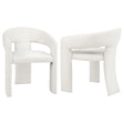 Carlow white upholstered dining arm chair set of 2 front view