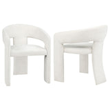 Carlow white upholstered dining arm chair set of 2 front view