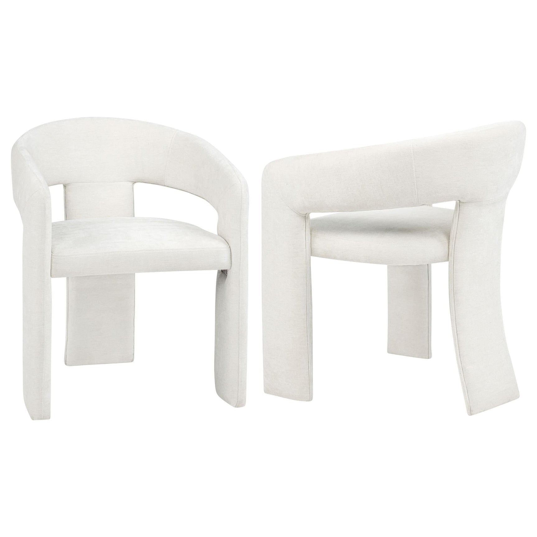 Carlow white upholstered dining arm chair set of 2 front view