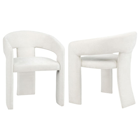 Carlow white upholstered dining arm chair set of 2 front view
