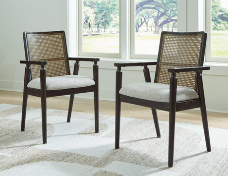 Galliden Black Dining Arm Chair front view with cane backrest