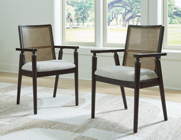 Galliden Black Dining Arm Chair front view with cane backrest