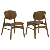 Benford dining side chair with curved wood back and scooping seat