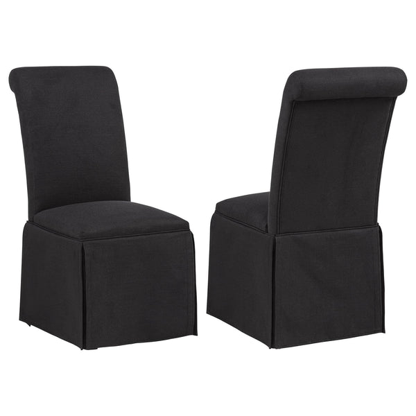 Shawna Black Upholstered Skirted Side Chair - front angle