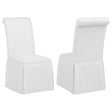Shawna white upholstered skirted side chair front angle
