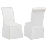 Shawna white upholstered skirted side chair front angle