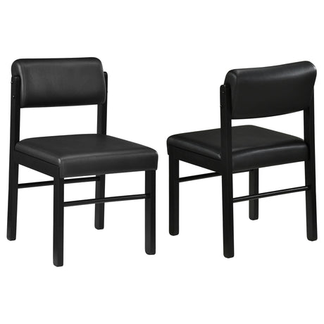 Kehoe black upholstered dining side chair front view