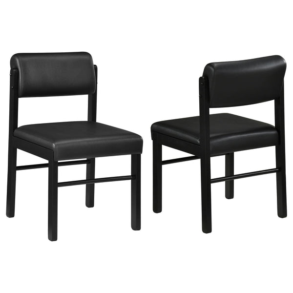 Kehoe black upholstered dining side chair front view