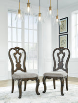 Maylee dark brown traditional dining chair front view