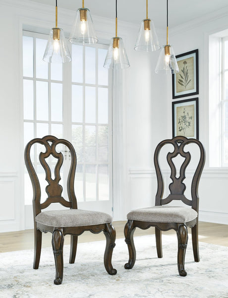 Maylee dark brown traditional dining chair front view
