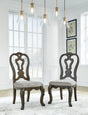 Maylee dark brown traditional dining chair front view