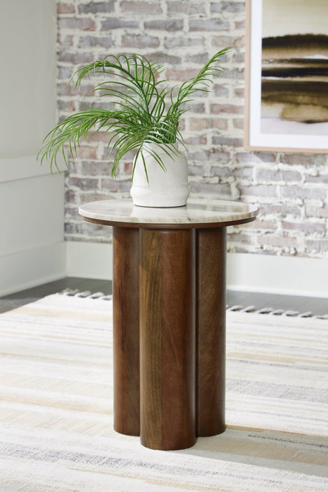 Henfield Beige and Brown Accent Table front view