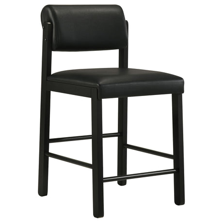 Kehoe black upholstered counter height chair front angle
