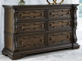 Maylee Dark Brown Dresser front angled view