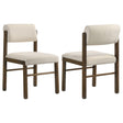 Kehoe cream upholstered dining side chair set of 2, angled view