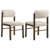 Kehoe cream upholstered dining side chair set of 2, angled view