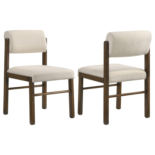 Kehoe cream upholstered dining side chair set of 2, angled view