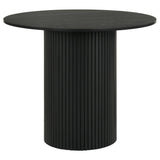 Hamlyn 43-inch round black wood counter height dining table front view