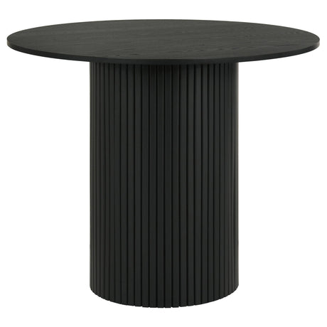 Hamlyn 43-inch round black wood counter height dining table front view