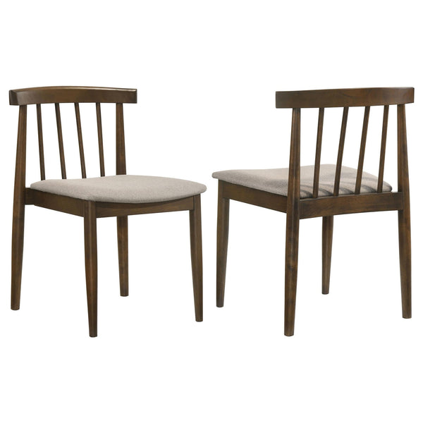 Cullen dining side chair front view with dark walnut frame and wheat-tone upholstered seat