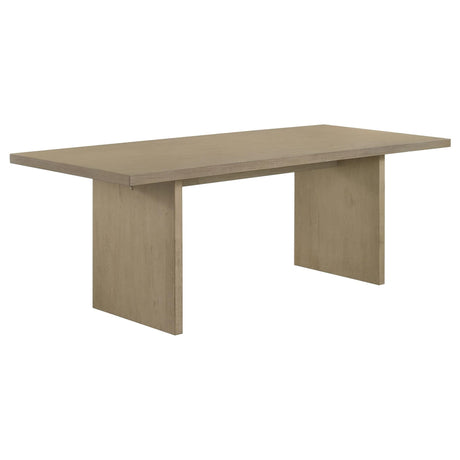 Decker 82-inch rectangular wood dining table in natural oak finish, angled view