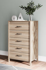 Battelle Tan Chest of Drawers front view showing five drawers