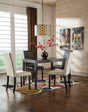 Kimonte Dark Brown Rectangular Dining Room Set main view with table and chairs