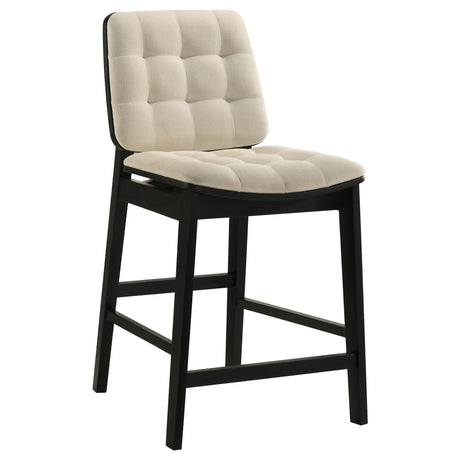 Redbridge velvet upholstered counter chair cream and black front view