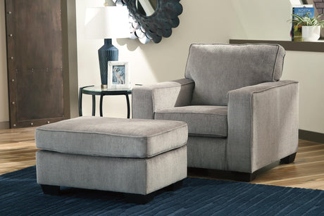Altari Alloy Chair and Ottoman set angled view