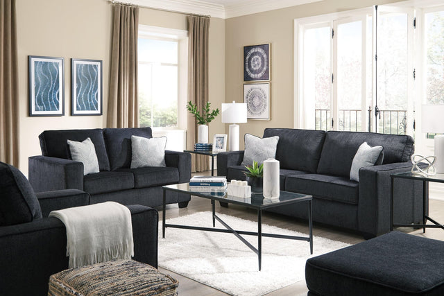 Altari Slate Sofa Loveseat Chair and Ottoman front view