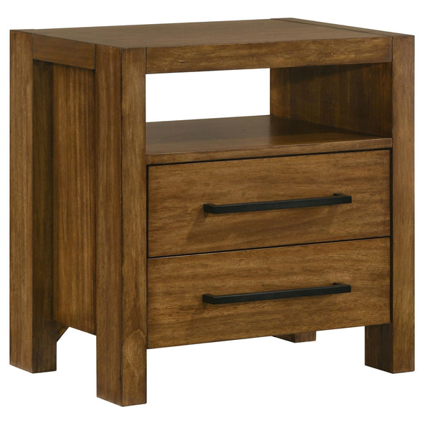 Adderley 2-drawer nightstand bedside table warm brown front view