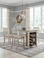 Skempton White and Light Brown Counter Height Dining Table with 4 Barstools - Front View
