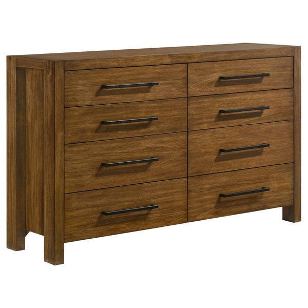 Adderley 8-drawer warm brown bedroom dresser front view