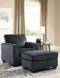 Altari Slate Gray Chair and Ottoman set front angle