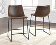 Centiar Brown 2-Piece Upholstered Bar Stool set showing front angle