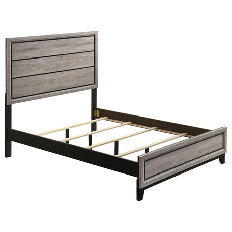 Watson Wood Full Panel Bed front view showing vertical groove detailing
