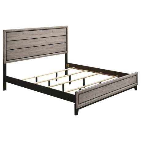 Watson Wood Eastern King Panel Bed Light Taupe angled front view