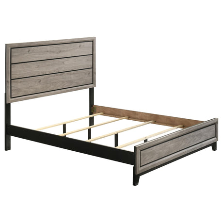 Watson Wood Queen Panel Bed front view in light taupe finish