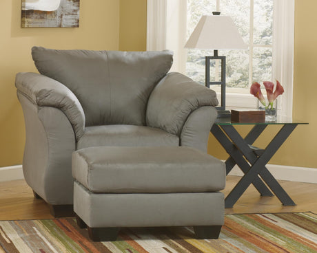 Darcy Cobblestone Chair and Ottoman set front view
