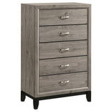Watson 5-drawer bedroom chest of drawers in light taupe, front view