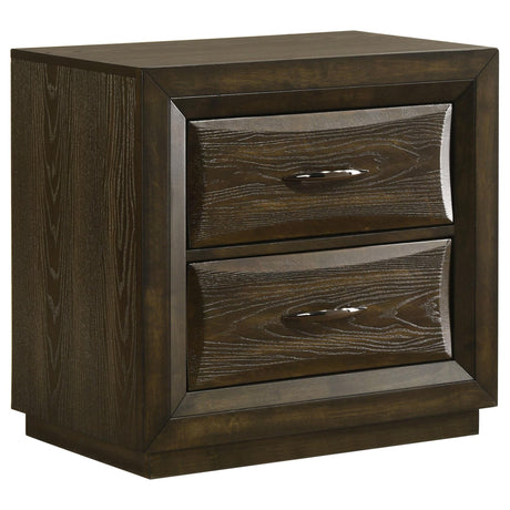 Atlas Dark Oak 2-drawer bedroom nightstand front