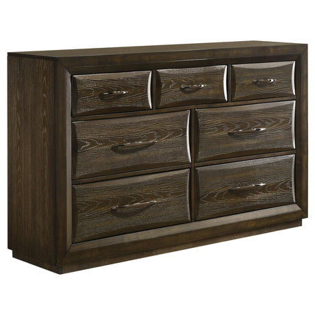 Atlas 7-drawer bedroom dresser cabinet dark oak front view